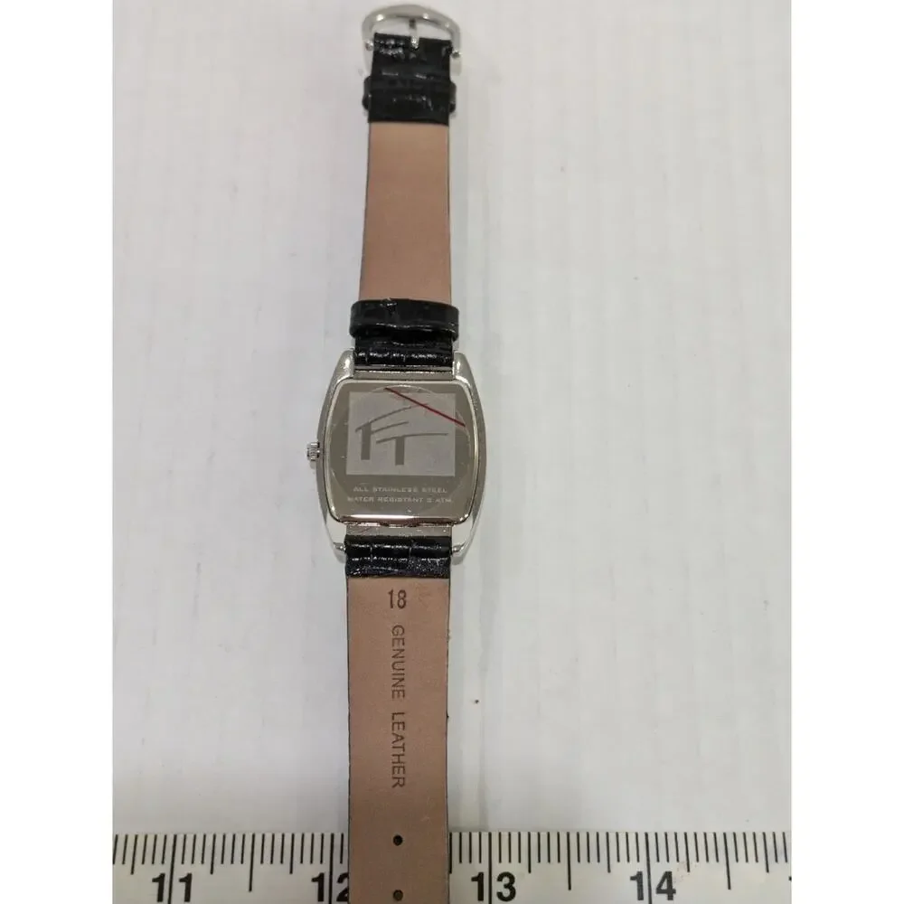 Women Watch Leather Black Dogs‎ Quartz Watch Rectangle Water Resist Genuine NWT
